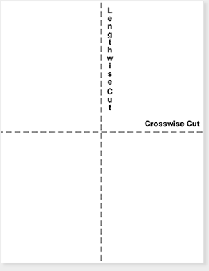 Diagram showing lengthwise and crosswise paper cuts